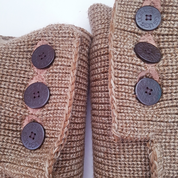 UGG Brown Tall Soft Knit Boots With Buttons - Picture 8 of 14